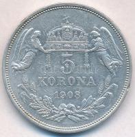 1908KB 5K Ag "Ferenc József" T:2,2- ph., karc 
Adamo K7