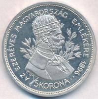 1896KB 5K Ag "Az ezeréves Magyarország emlékére" U.P. jelzéssel (24,06g/36mm) T:1-(PP) ph....