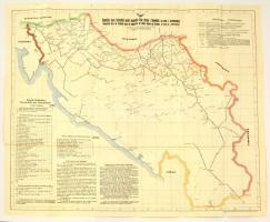 cca 1925 Szerb-Horvát-Szlovén Királyság vasúti térképe, szerkesztette: Ljudevit Kirchlechner, hajtásokál kis szakadások, 61x72 cm / railway map of Kingdom of Serbs, Croats and Slovenes, with small tears, 61x72 cm