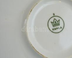 Kahla süteményes készlet: 6 db tányér + 1 db kínáló tál, matricás, jelzettek, d: 16,5 ill. 28 cm