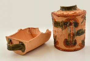 "Addig együnk, amíg bírunk!" feliratú részben mázas cserép sütőforma, d: 14 cm