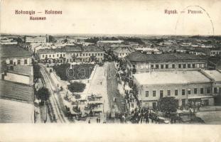 Kolomyja, Kolomea; Rynek / square, shop of Dawid Helwing. Wágner a Hangszer-Király advertisement on the backside (EK)