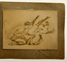 cca 1920 Pornográf rajzokról készült nyomatok, 9 db, kisméretű papírborítású füzetecskében, 4x6 cm