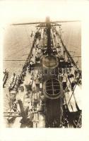 SMS Tegetthoff a K. u. k. haditengerészet Tegetthoff-osztályú csatahajója. felvétel a hajó orráról az árbóckosárból / K.u.K. Kriegsmarine, SMS Tegetthoff, photo