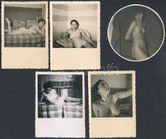 cca 1930 Erotikus fotók, 5 db, 8x6 cm