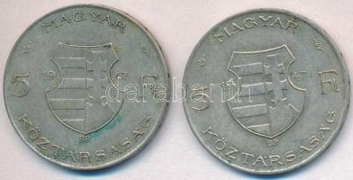 1947. 5Ft Ag "Kossuth" (2x) T:2,2- patina