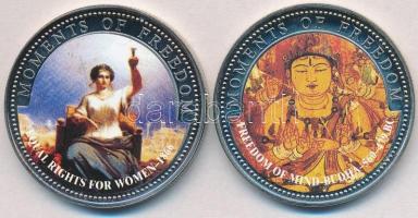 Libéria 2001. 10$ "Szabadság pillanatai - Női egyenjogúság 1866" multicolor + 10$ "Szabadság pillanatai - A lélek szabadsága, Buddha, i.e. 560-479" multicolor T:PP fo. Liberia 2001. 10 Dollars "Moments of Freedom - Equal Rights for Women 1866"  multicolor + 10 Dollars "Moments of Freedom - Freedom of Mind, Budha, 560-479 BC" multicolor C:PP spotted