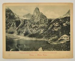 1898 Tátra, Zöld-tó, Karbunkulus torony Frigyes menház, fotónyomat, Stengel & Co. Nr. 8951, karton, 24x30,5 cm / Tatra, lake, mountain, rest house