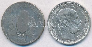 1894KB 1K Ag "Ferenc József" + 1926. 1P Ag T:2-,3