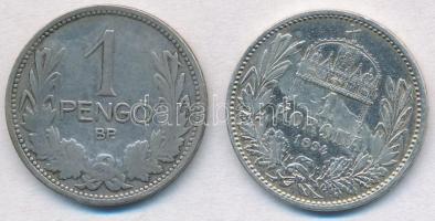 1894KB 1K Ag "Ferenc József" + 1926. 1P Ag T:2-,3