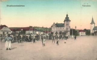 Dicsőszentmárton, Tarnaveni; Városház, piac. Weiszburg tőzsde kiadása / town hall, market (fl)