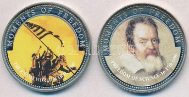 Libéria 2001. 10$ "Szabadság pillanatai - A tudomány szabadsága 16-17. század" multicolor + 10$ "Szabadság pillanatai - A második világháború vége 1945" multicolor T:1(PP)  Liberia 2001. 10 Dollars "Moments of Freedom - Freedom of Science 16-17th century"  multicolor + 10 Dollars "Moments of Freedom - The End of World War II 1945" multicolor C:UNC(PP)