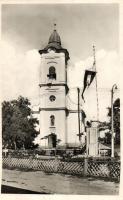 Margitta, Marghita; Római katolikus templom, országzászló / church, Hungarian flag