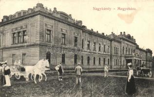 Nagykároly, Carei; megyeháza, montázslap. Csókás László kiadása / county hall, montage postcard