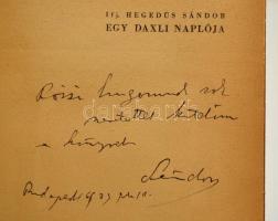 Hegedüs Sándor: Egy daxli naplója. Bp.,1939, Singer és Wolfner. Átkötött kissé foltos egészvászon-kö...