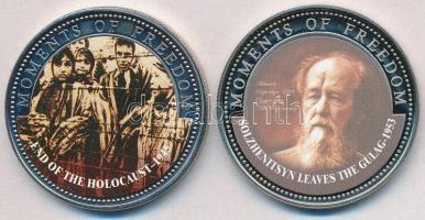 Libéria 2001. 10$ "Szabadság pillanatai - Koncentrációs táborok felszabadítása 1945" multicolor + 10$ "Szabadság pillanatai - Alekszander Szolzsenyicin elhagyja a Gulagot 1953" multicolor T:PP,1 ujjlenyomat Liberia 2001. 10 Dollars "Moments of Freedom - End of the Holocaust 1945" multicolor + 10 Dollars "Moments of Freedom - Solzhenitsyn leaves the Gulag 1953" multicolor C:PP,UNC fingerprint