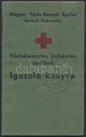 1941 Vöröskeresztes önkéntes ápolónő igazoló könyve, fényképpel