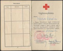 1941 Vöröskeresztes önkéntes ápolónő igazoló könyve, fényképpel