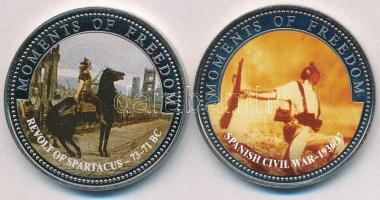 Libéria 2001. 10$ "Szabadság pillanatai - Spartacus felkelés i.e. 73-71" multicolor + 10$ "Szabadság pillanatai - Spanyol polgárháború 1936-37" multicolor T:PP Liberia 2001. 10 Dollars "Moments of Freedom - Revolt of Spartacus 73-71BC" multicolor + 10 Dollars "Moments of Freedom - Spanish Civil War 1936-37" multicolor C:PP