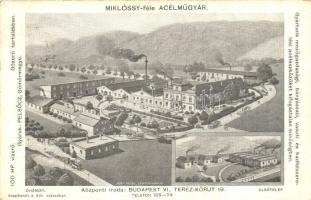 Pelsőc, Pelsücz, Plesivec; Miklóssy-féle acélgyár reklámlapja. Alsótelep, Óhámor. Josef Hesse kiadása / steel factory advertising card (Rb)