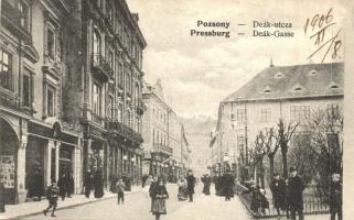 Pozsony, Pressburg, Bratislava; Deák utca, bank, üzletek / street view, bank, shops (EK)