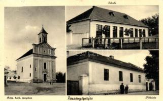 Pozsonyeperjes, Jahodna; Római katolikus templom, iskola, plébánia, Hanza szövetkezet kiadása / church, school, parish (EK)