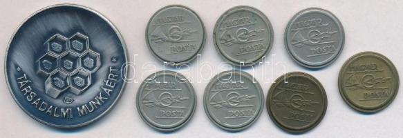 DN "Szervezési és Vezetési Tudományos Társaság / Társadalmi Munkáért" fém emlékérem (42,5mm) + 7db telefonérme T:2