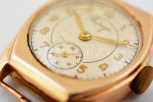 cca 1950 Pobeda szovjet arany (Au.) másodperc mutatós karóra (14K, 583), jelezett, kis karcolások az...