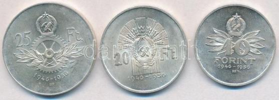 1956. 10Ft + 20Ft + 25FT Ag "Tízéves a Forint" sor, tanúsítvánnyal T:2 
Adamo EM4, EM5, E...