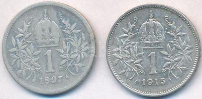 Ausztria 1897-1915. 1K Ag "Ferenc József" (2x) T:2-,2
Austria 1897-1915. 1 Corona Ag &quo...