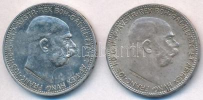 Ausztria 1913-1916. 1K Ag "Ferenc József" (2x) T:2 Austria 1913-1916. 1 Corona Ag "Franz Joseph" (2x) C:XF