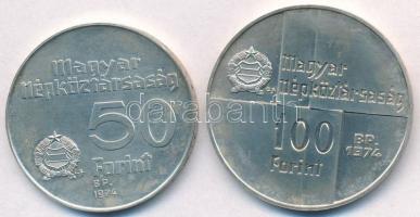 1974. 50Ft Ag + 100Ft Ag "MNB" T:1 kis patina
Adamo EM44, EM45
