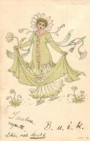 Daisy lady / English art postcard, unsigned Walter Crane (EK)