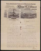 1916 Arad, Klein B. Vilmos (Tűzifa, Bükkfaszén Termelés és Mészégetés) fakereskedő díszes fejléces levélpapírjára írt levél