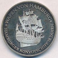 NSZK 1980. Wapen von Hamburg - Hamburger Konvoyschiff / Helgoland - 90 Jahre Deutsch (Wapen von Hamburg - Hamburgi konvoj hajó / Helgoland - 90 éve német) fém emlékérem tokban (38mm) T:2(PP) patina FRG 1980. Wapen von Hamburg - Hamburger Konvoyschiff / Helgoland - 90 Jahre Deutsch metal commemorative medal in case (38mm) C:XF(PP) patina