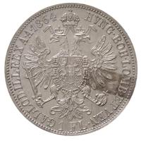 Ausztria 1864A 1Fl Ag "Ferenc József" (12,34g) T:1- / 
Austria 1864A 1 Florin Ag "Fr...