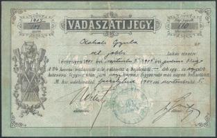 1905 Vadászjegy / Vadászati jegy / Hunter licence