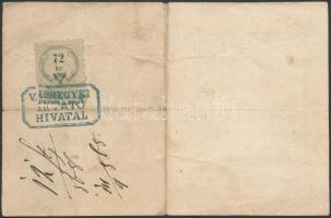 1862 Fegyvertarthatási / fegyvertartási engedély dornói ispán részére 72kr illetékbélyeggel / 1862 G...