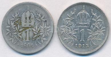 Ausztria 1894-1915. 1K Ag "Ferenc József" (2x) T:2-,2
Austria 1894-1915. 1 Corona Ag &quo...