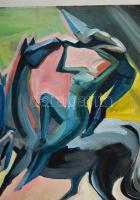 Xantus jelzéssel: Lovasok. Olaj, farost, 80×100 cm