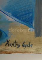 Xantus jelzéssel: Lovasok. Olaj, farost, 80×100 cm