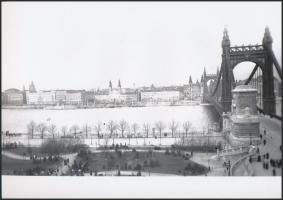 cca 1940 és cca 1964 Budapest, a régi és az új Erzsébet híd, 3 db vintage negatívról készült mai nagyítás, 18x25 cm