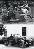 Katonák és automobilok, 3 db vintage negatívról és egy repró negatívról készült 4 db mai nagyítás, 1...