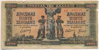 Görögország 1942. 5000D T:III-,IV Greece 1942. 5000 Drachmai C:VG,G Krause 119.b