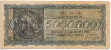 Görögország 1944. 5.000.000D T:III szakadás Greece 1944. 5.000.000 Drachmai C:F tear Krause 122.a
