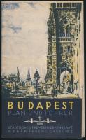 1939 Budapest plan und führer. Budapest, 1939, Stadtisches Fremdenverkehrsamt, 50 x 81 cm. Német nyelvű Budapest térkép és kalauz.