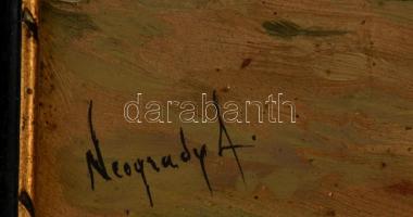 Neogrády jelzéssel: Parasztház udvar. Olaj, karton, keretben, 24×35 cm