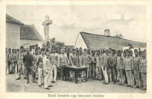 Zsold kiosztás egy harctéri faluban, K.u.K. katonák / WWI K.u.K. soldiers getting paid in a village (EK)