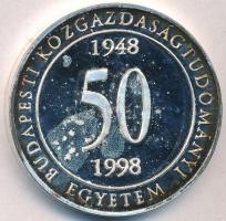 1998. "50 éves Budapesti Közgazdaságtudományi Egyetem 1948-1998" fém emlékérem tokban (42,5mm) T:PP fo., ujjlenyomat, patina