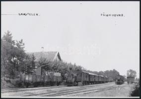 cca 1935 Lakitelek és Szank vasútállomások, 2 db vintage negatívról készült mai nagyítás, 18x25 cm